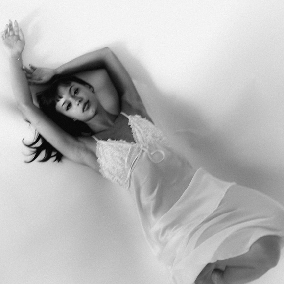 Coquette Vintage Silk Slip Dress Sheer Hem Slit Size Small - Picture 3 of 3